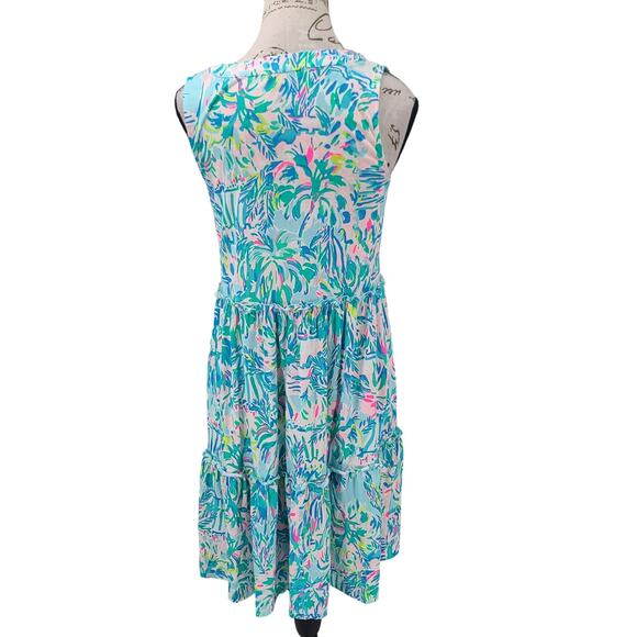 Lilly Pulitzer Lorina Swing Dress Cabana Cocktail Blue Ibiza SZ XS Resort Wear - Picture 3 of 9